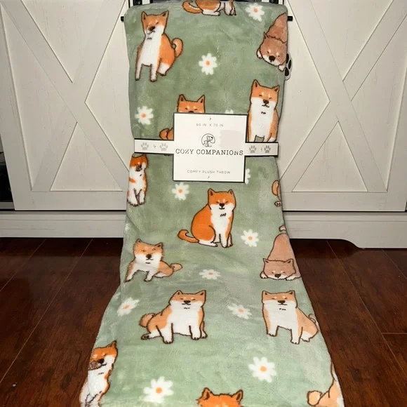 cupcakes cashmere Bedding Spring Corgi Daisy Plush Throw